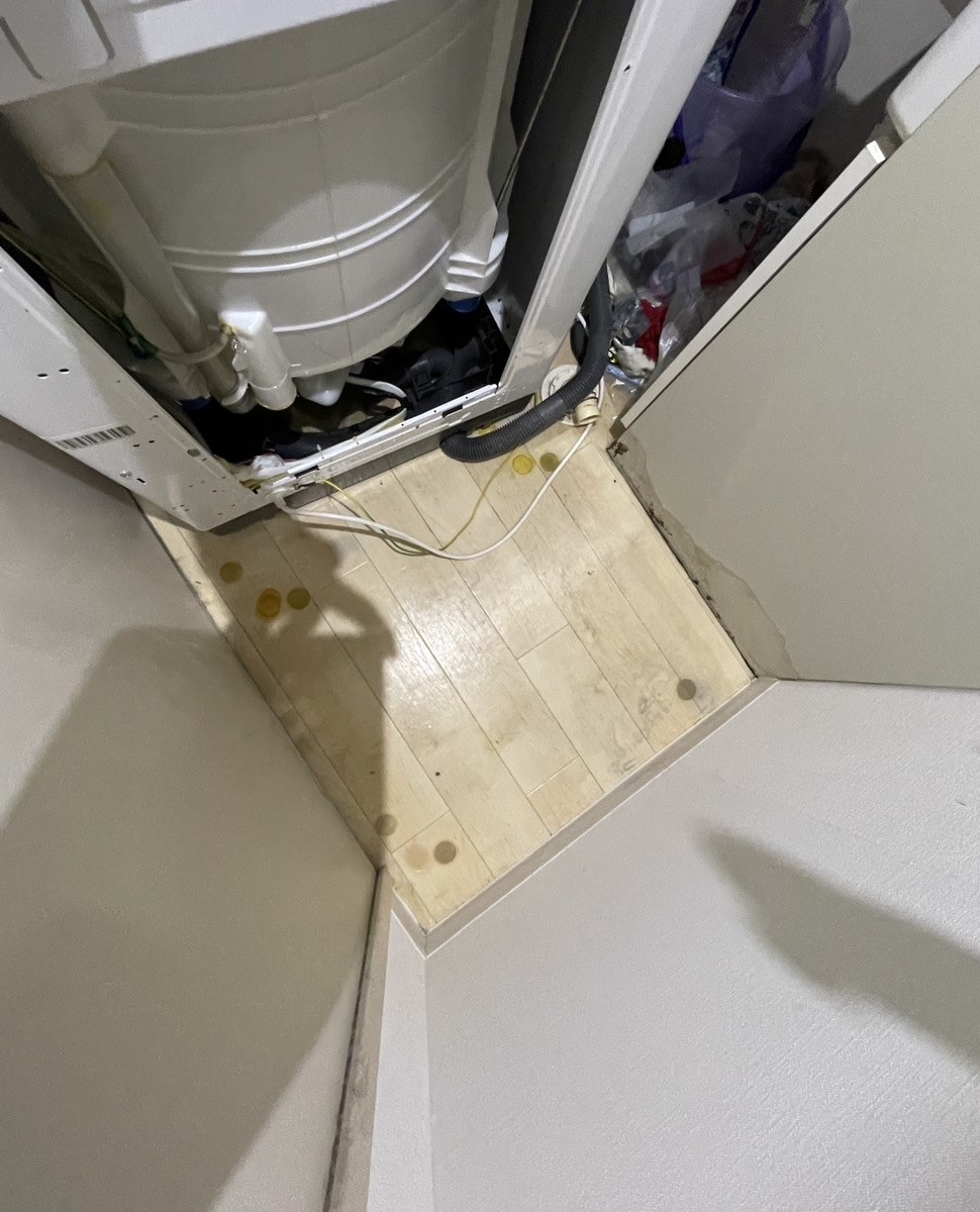 札幌市中央区 アイリス洗濯機 背面点検 水漏れ確認